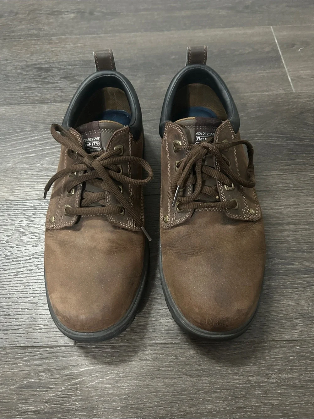 Skechers Segment Rilar Oxford Brown Leather Lace-Up Shoes